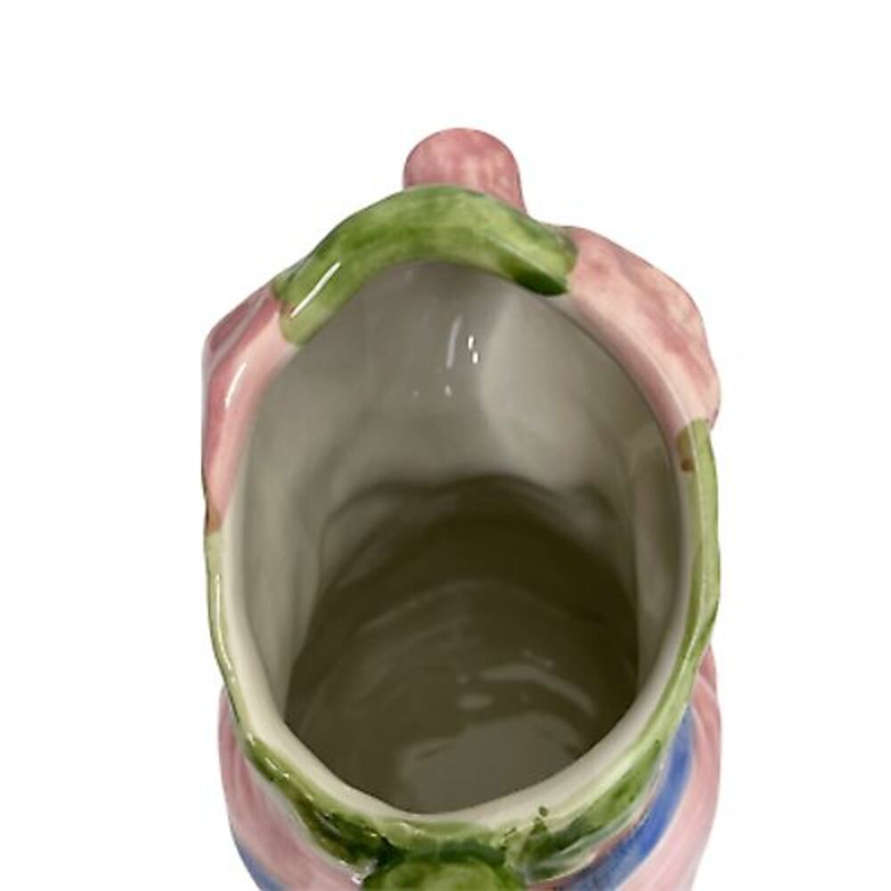 Costa Italy Pink‎ Pig Pitcher Hand Painted Blue Ribbon 8.5" For William Sonoma - Picture 6 of 7